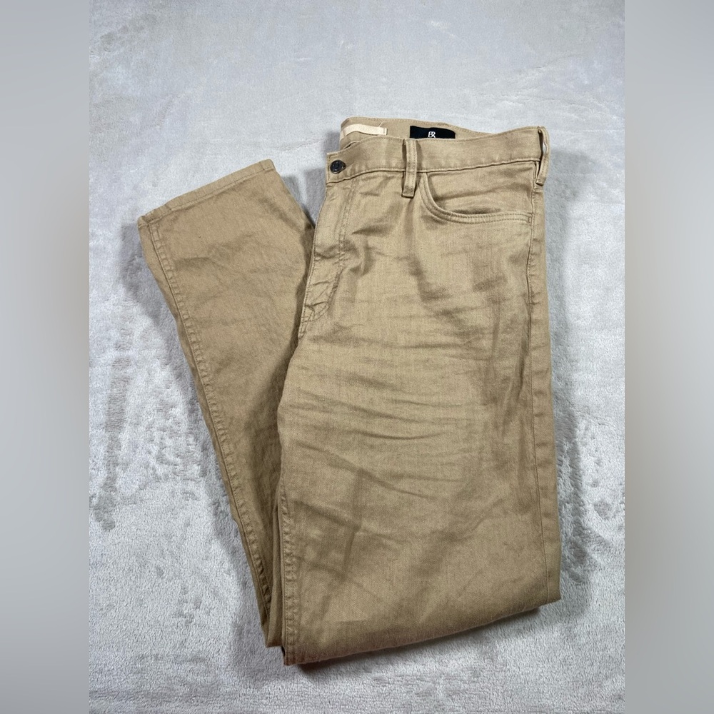 Banana Republic The Traveler Linen Cotton Blend slim khaki pants 38x30